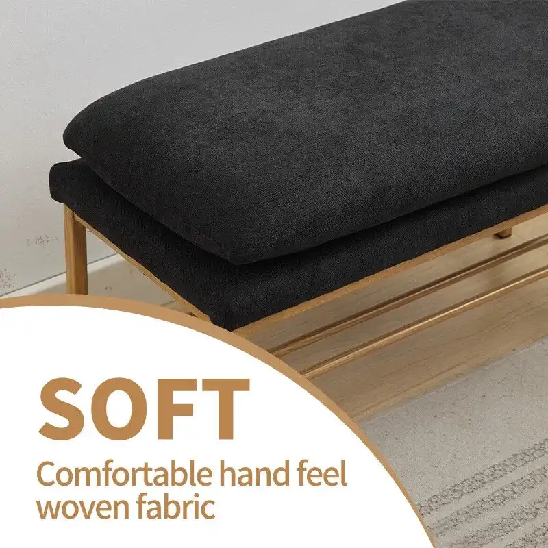 Linen Upholstered Storage Shoe Bench