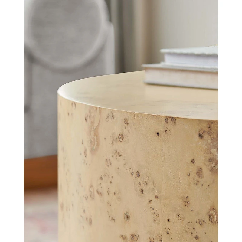 Penrod Mid-Century Burl Wood Round Coffee Table