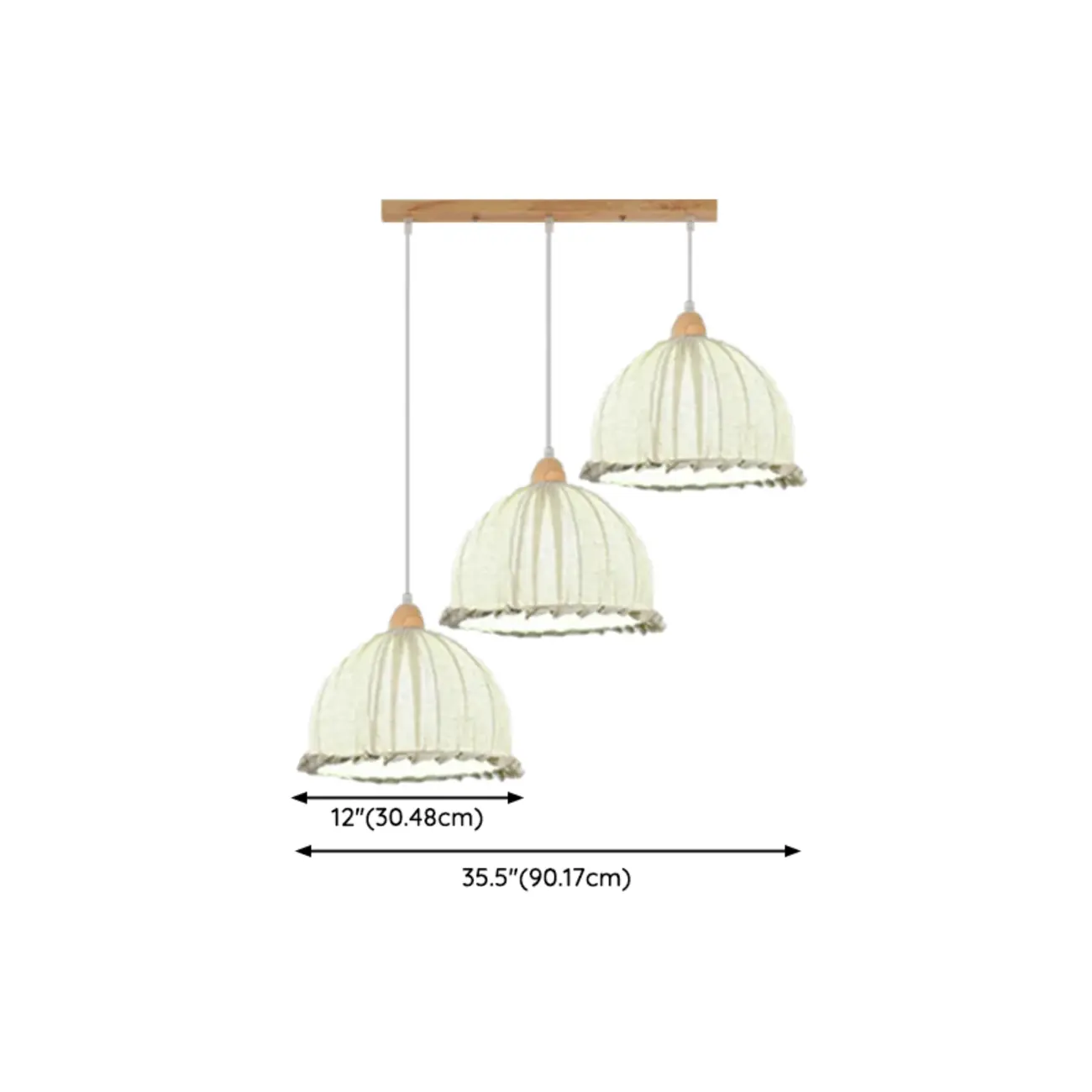 Glass Shade Wood Kitchen Island Pendant Light Adjustable Length