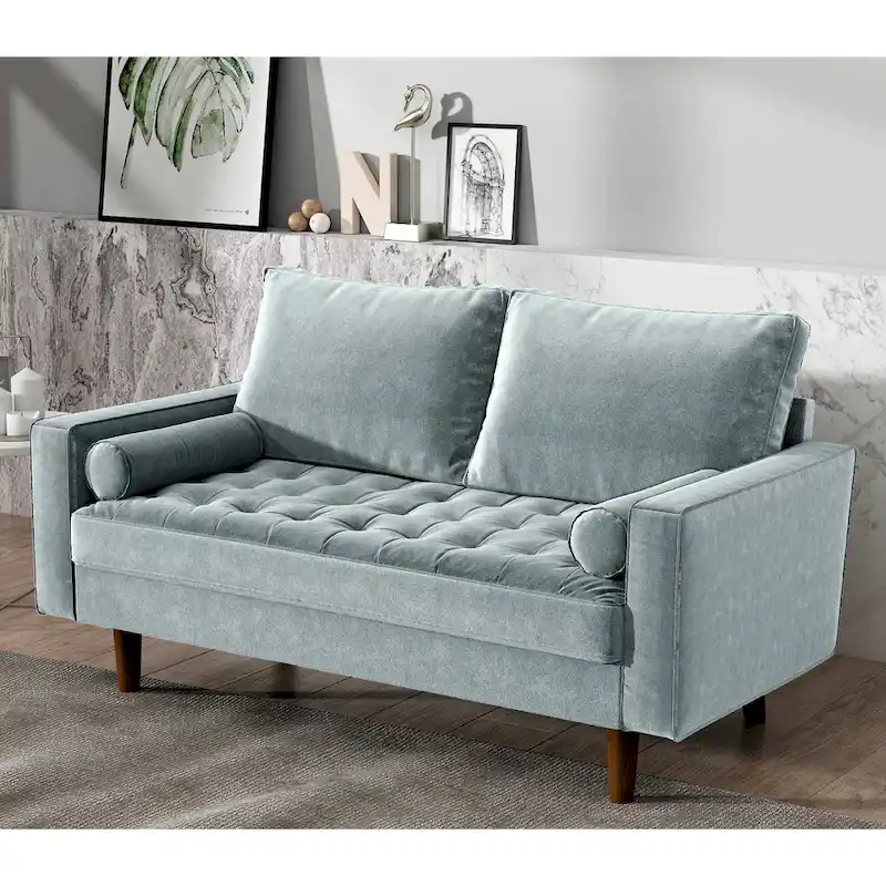 Luis Mid-century Modern Tufted Velvet Loveseat - N/A
