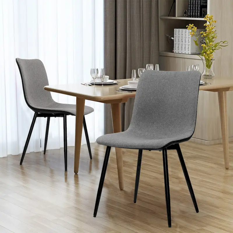 Dining Chairs set of 4 Mid-century Modern Industrial Fabric Side Chairs, Grey