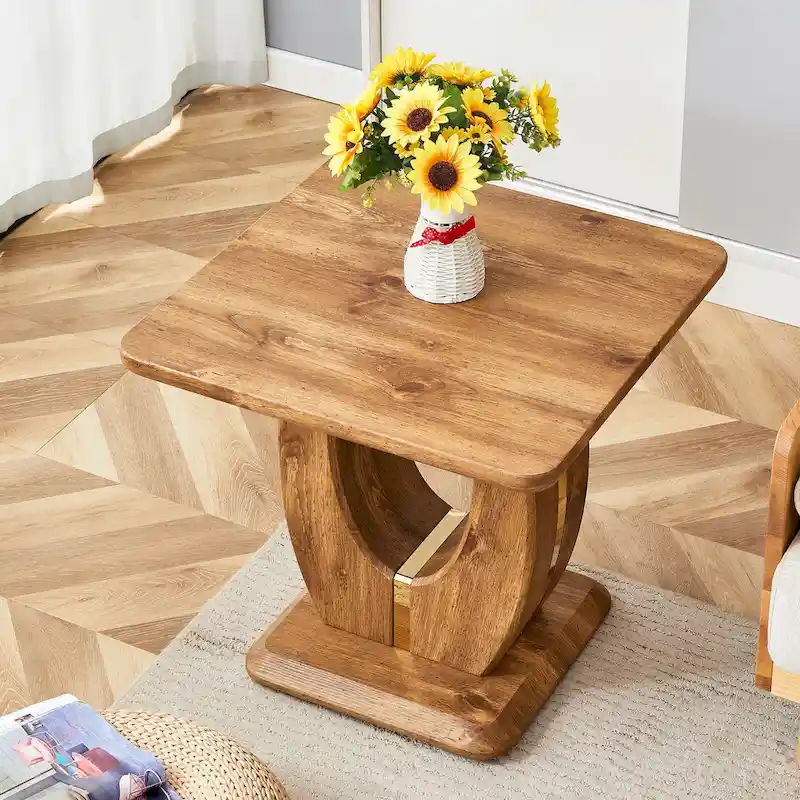 23.6 Square Coffee Table with Gold-Tone Leg Strips