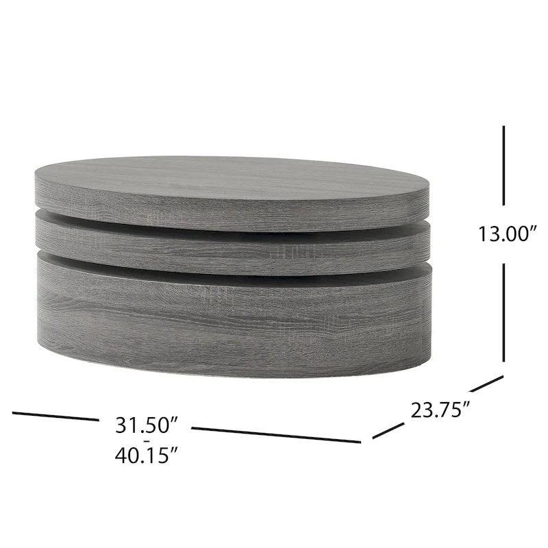 Carson Oval Mod Rotating Wood Coffee Table by Christopher Knight Home