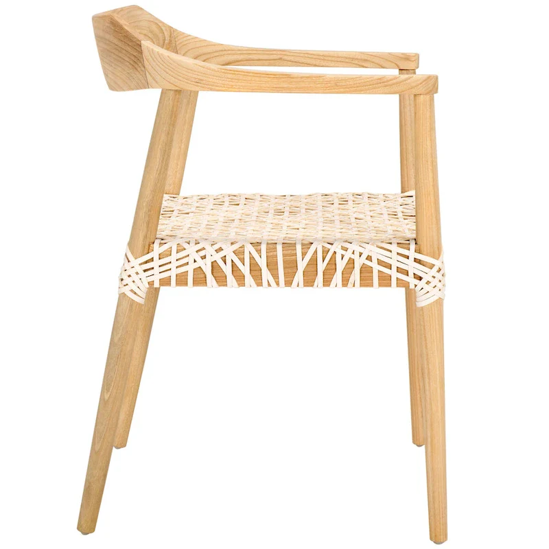 Munro Wanda Woven Leather & Solid Wood Accent Chair (Fully Assembled) - 22 W x 20.5 L x 28.5 H - 22Wx21Dx29H