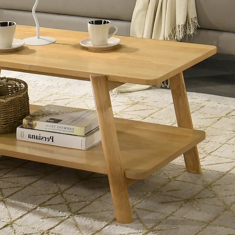 Roundhill Furniture Metz Mid-Century Modern Wood Shelf Coffee Table