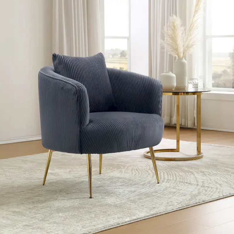 Art Leon Modern Velvet Accent Barrel Chair