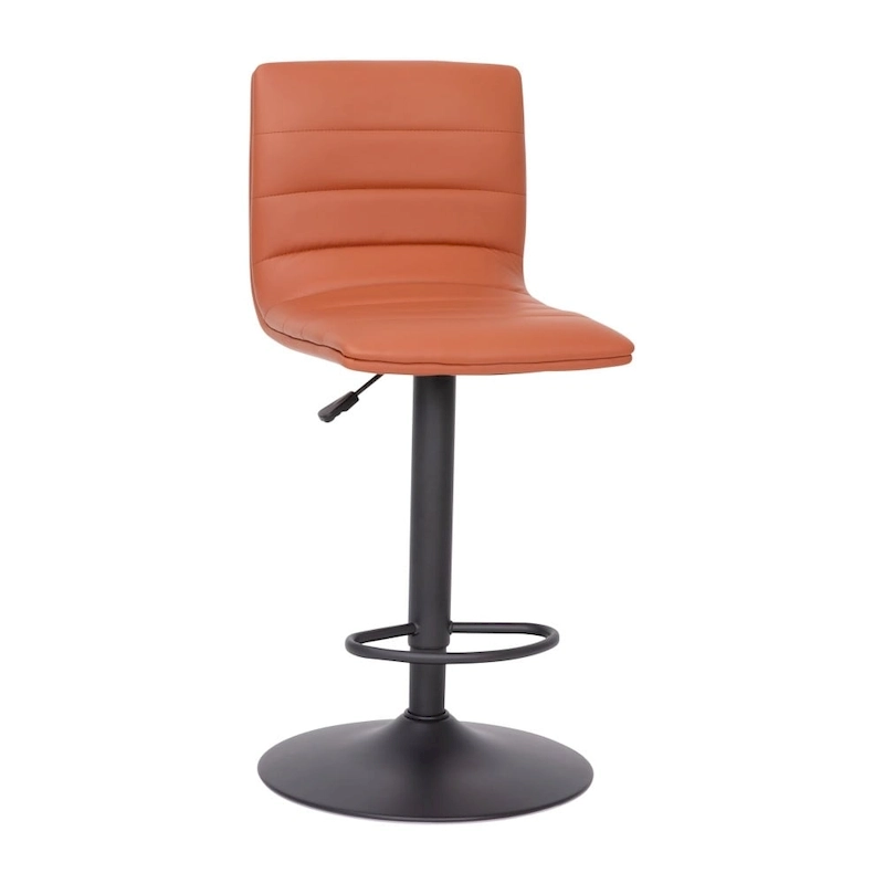 Modern Channel Stitched Adjustable Height Swivel Barstool with Footrest