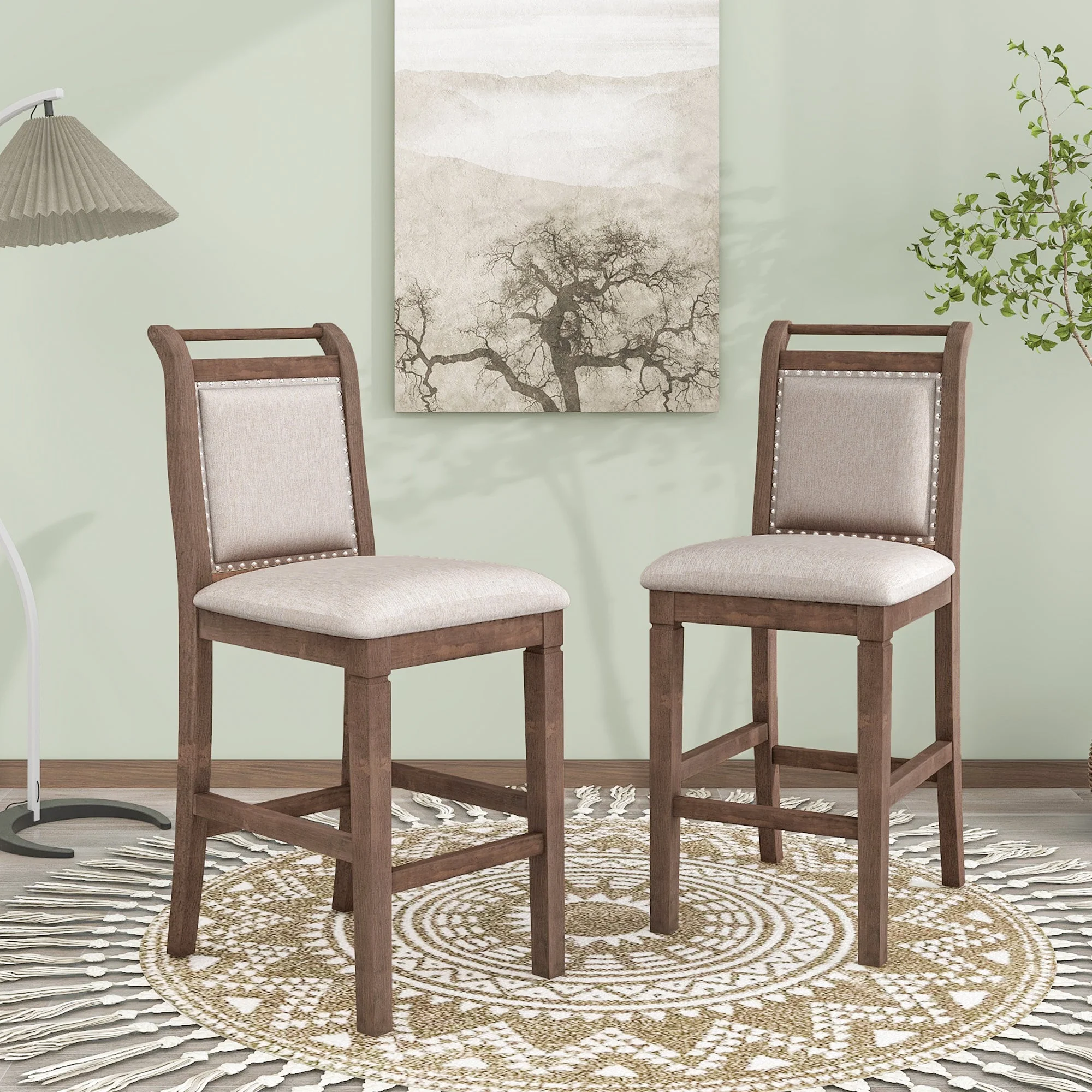 Walker Edison | 3-Piece Wood Counter Height Drop Leaf Dining Table Set with Chairs