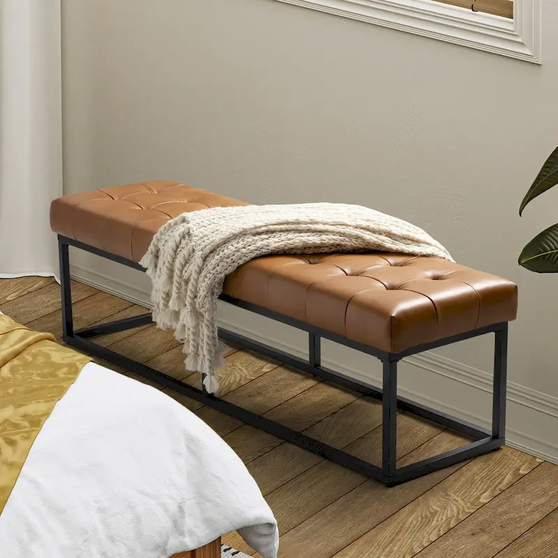 Alicia Classic Genuine Leather Durable Easy Suitable Bedroom Bench by HULALA HOME