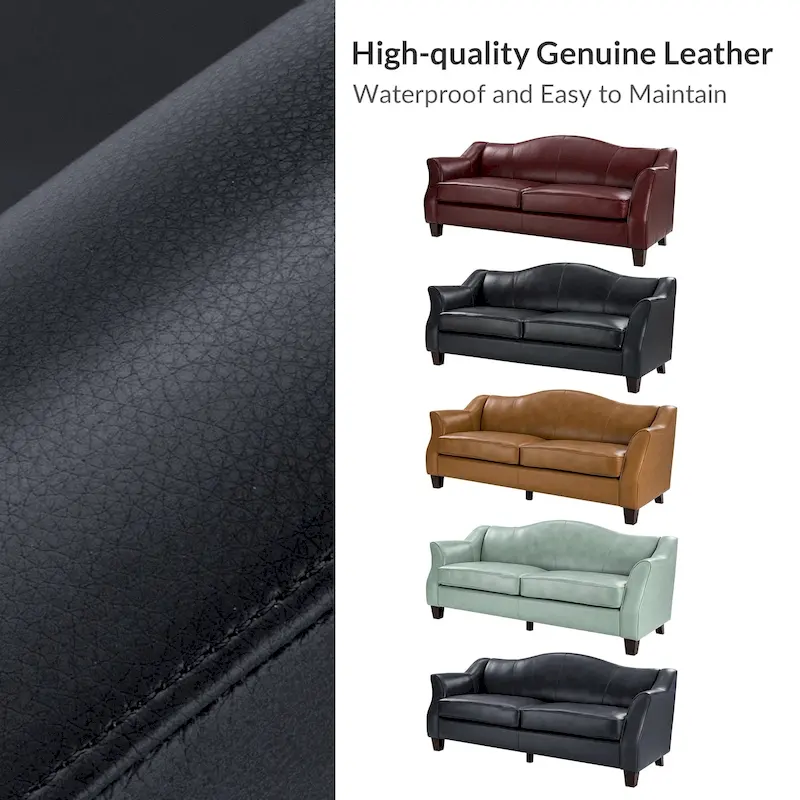 Sandra 81.5 Classic Genuine Leather Sofa With Solid Wood Legs By HULALA HOME