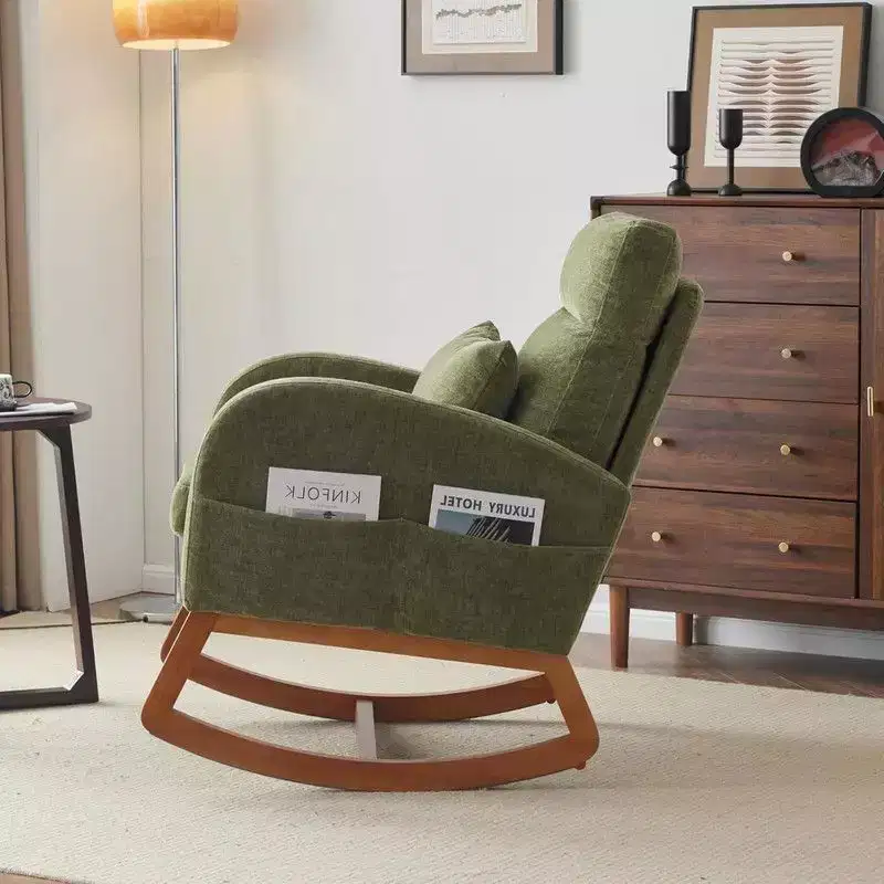 Karl Home Upholstered Green Rocking Chair