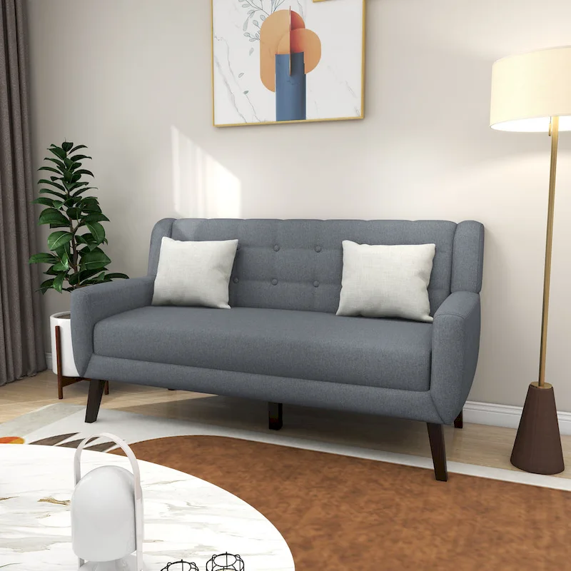 Linen Modern Tufted Loveseat Upholstered Sofa