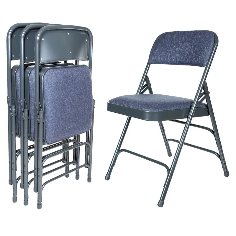 Hampden Furnishings Bernadine Collection Fabric Triple Brace Folding Chair, Pack of 4
