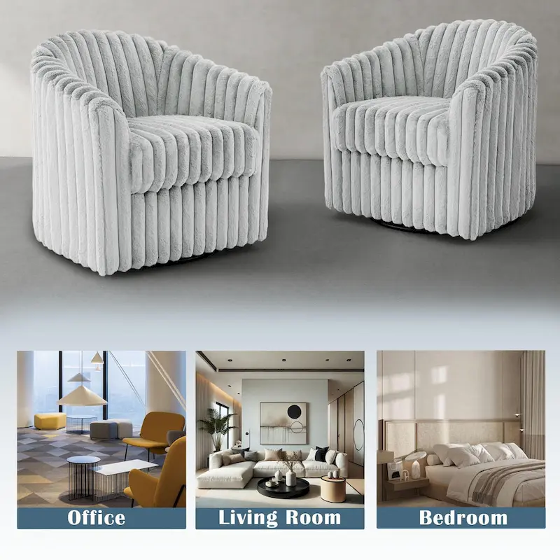 Single Sofa Armchair Swivel Barrel Chair (Set of 2)