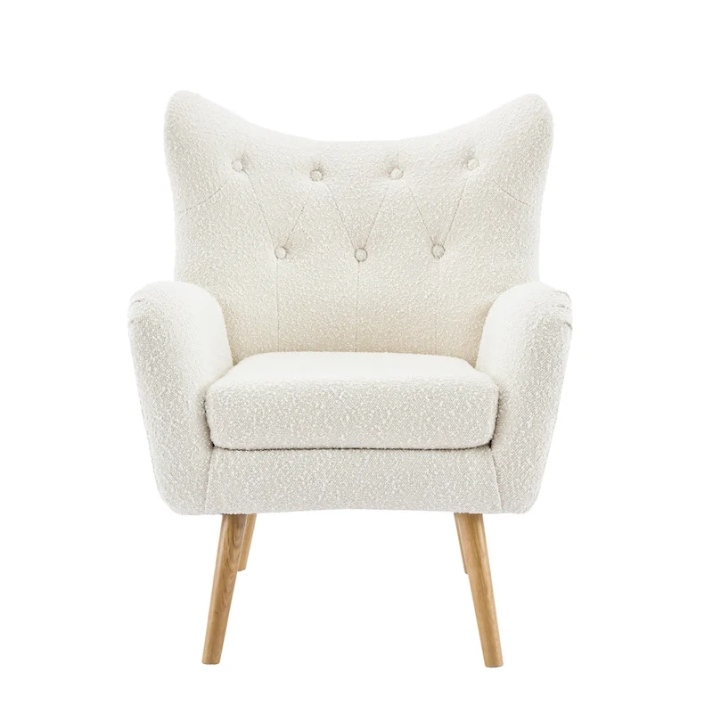 Almond Boucle Wingback Tufted Club Chair by Christopher Knight Home