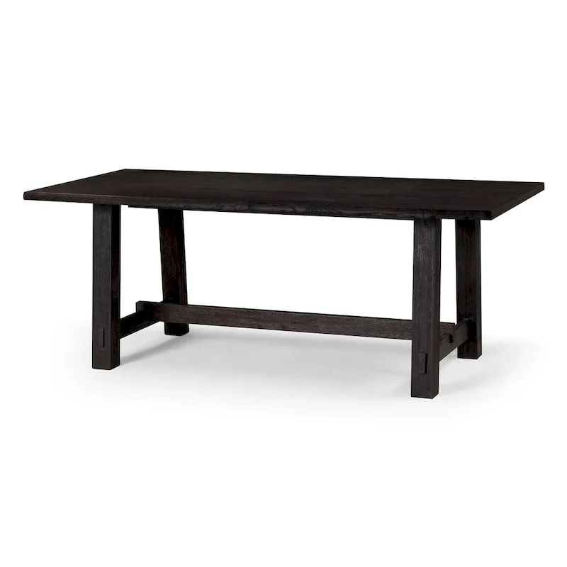 Rectangular Wooden Dining Table (Weathered Black Finish)