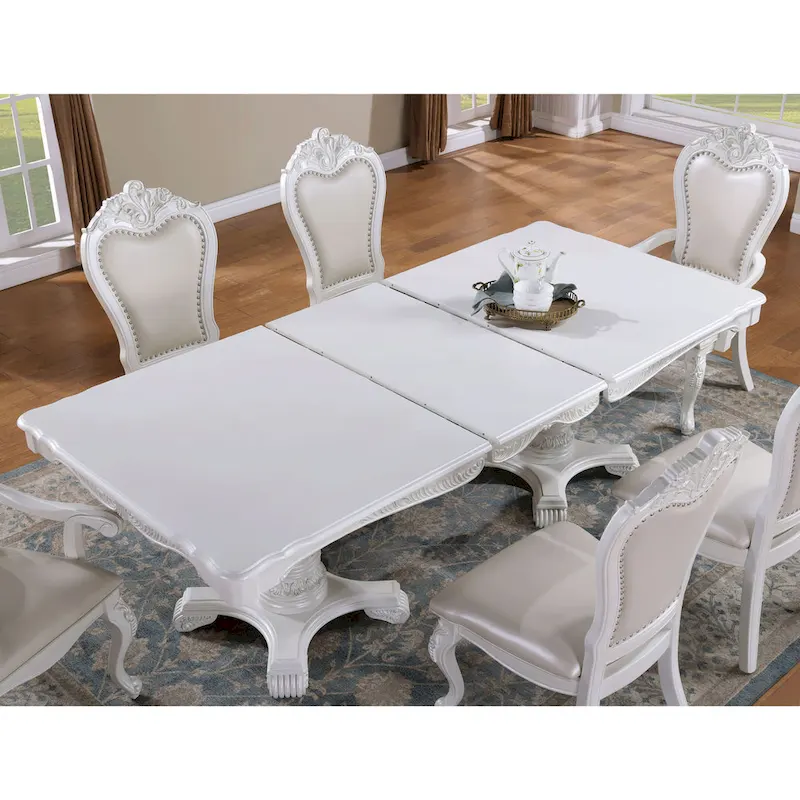 Furniture of America Eugene Traditional Solid Wood 7-Piece Expandable Dining Table Set