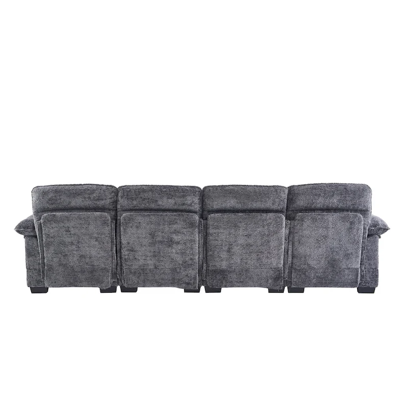 U-shaped profile sofa, including two single seats and two chaise, modular sofa, Chenille sofa