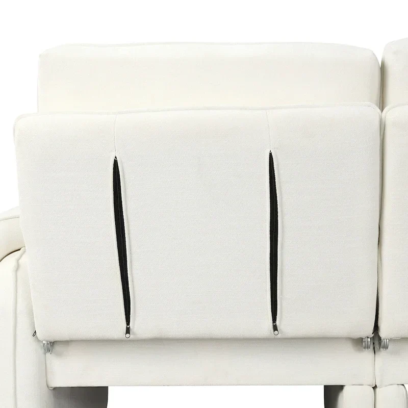 94.1 Chenille L-Shaped Futon Sofa with Adjustable Backrest & Reversible Chaise