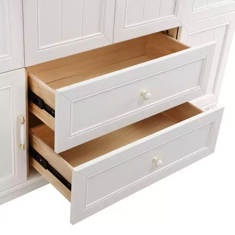 White 4-Door Wardrobe with 2 Drawers - Adult Use