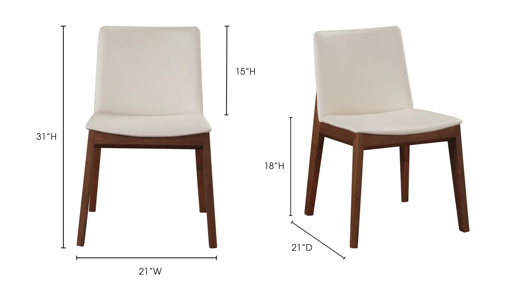 Deco Dining Chair Cream White PVC - Set Of Two