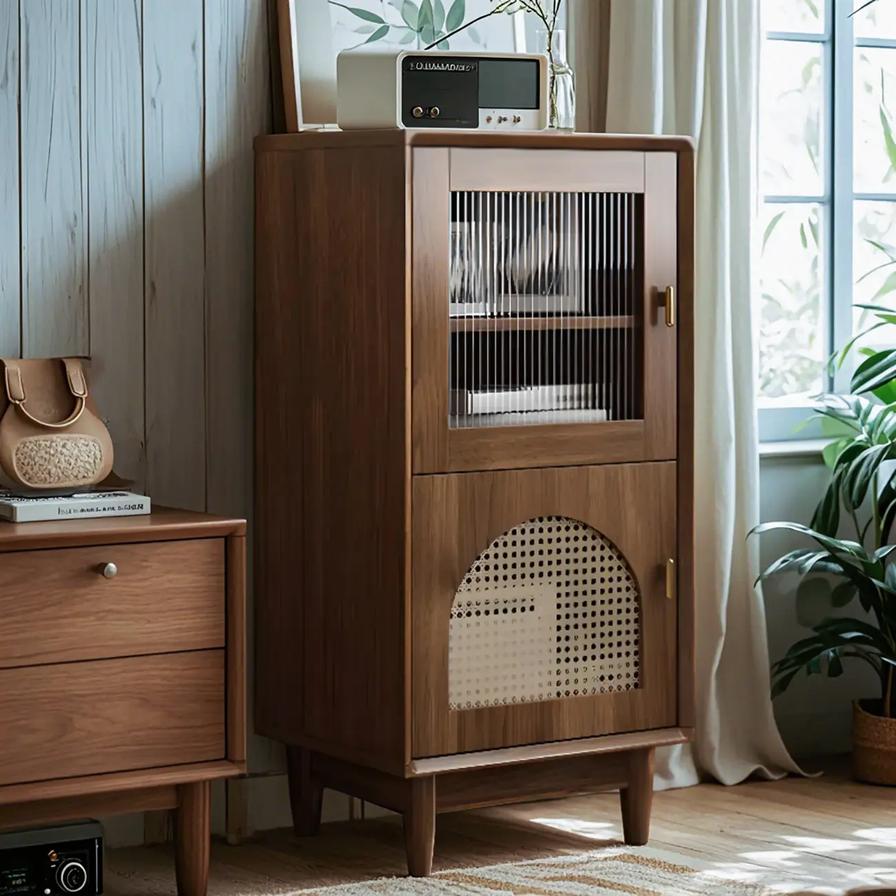 Modern Rectangle Solid Wood Accent Cabinet for Indoor Use
