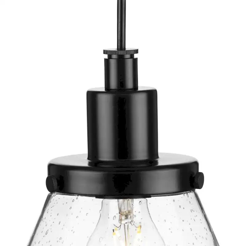 Hinton Collection One-Light Brushed Nickel Modern Farmhouse Pendant - 8 in x 8 in x 8.62 in