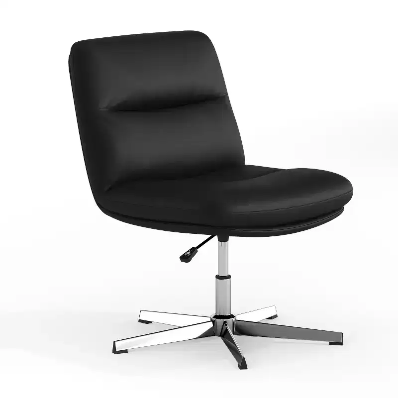 Merrick Lane Mid-Back Height-Adjustable Stationary Armless Swivel Office Chair - Padded Upholstered Wide Back and Seat, Strong Frame