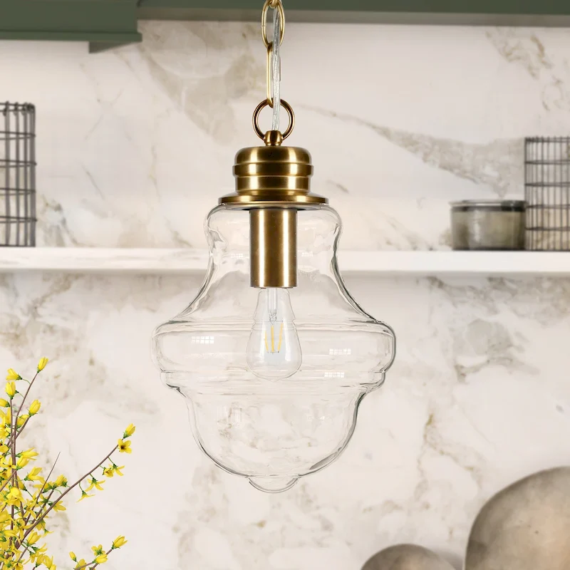 Annie Brass and Clear Glass Pendant - Brass/Clear