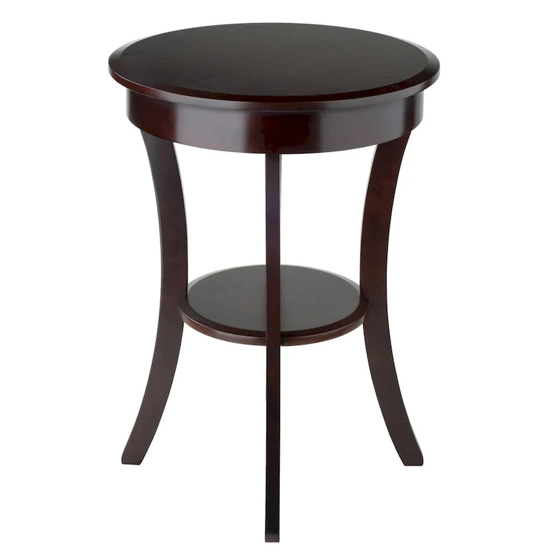 Sasha Round Accent Table, Cappuccino - 20W x 20D x 27H.