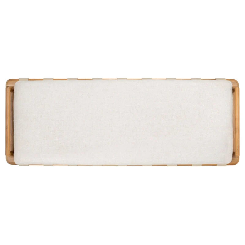 SAFAVIEH Couture Grizelda Teak Cushion Bench - 70 In W x 26 In D x 19 In H - 70Wx26Dx19H