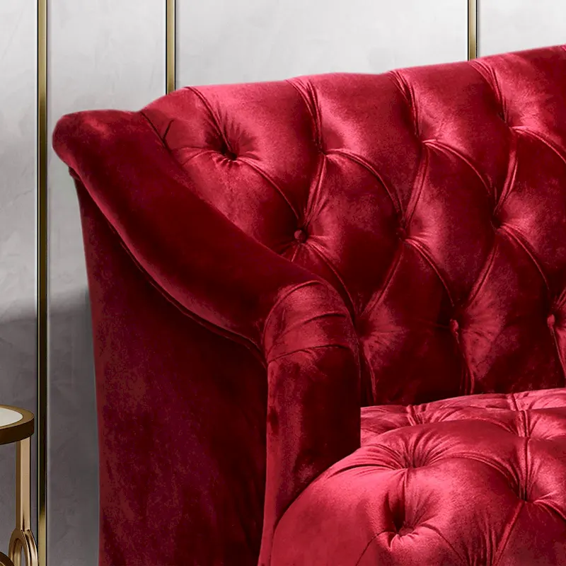 Modern 73.25 Button Tufted 3-Seater Sofa with Birch Legs