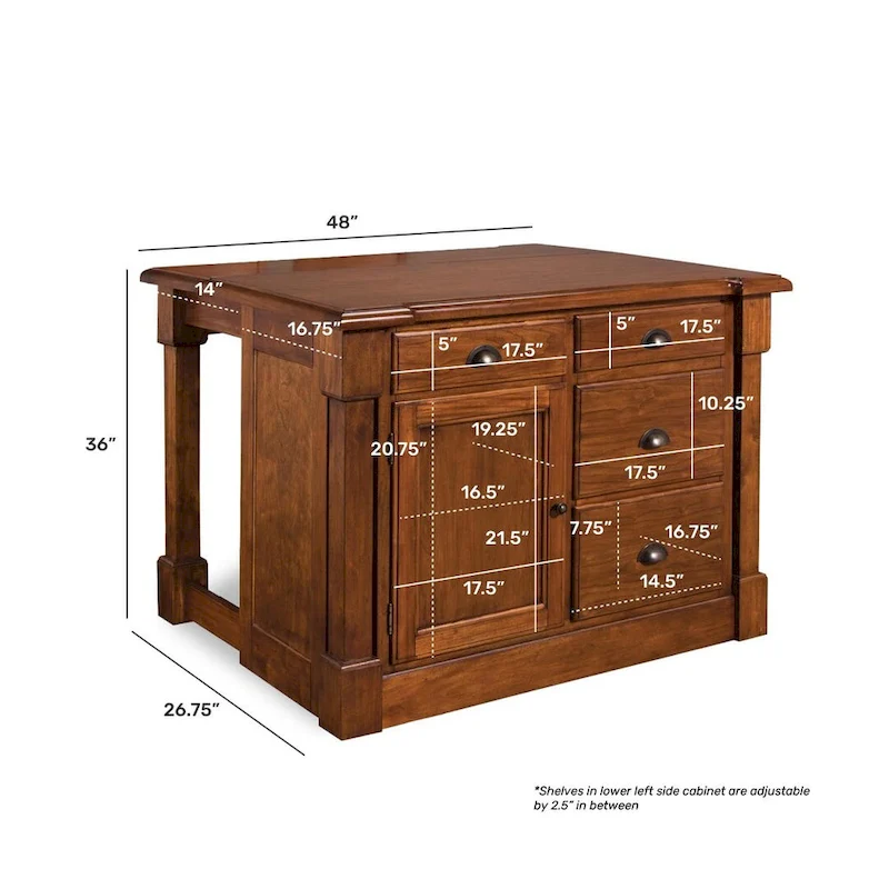 Homestyles Aspen Rustic Cherry Kitchen Island