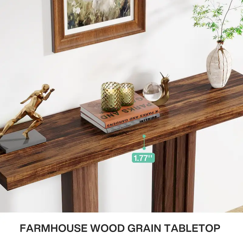 39 Wood Entryway Table with Geometric Base