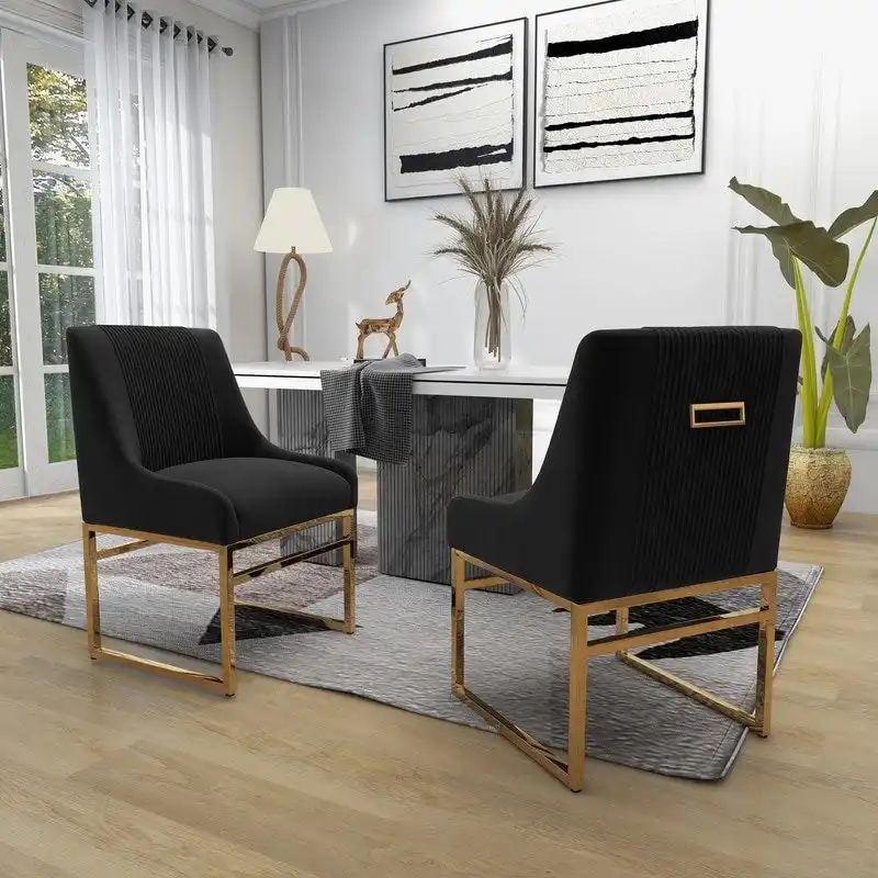 SEYNAR Contempoary Velvet Dining Chair with Metal Frame Legs, set of 8