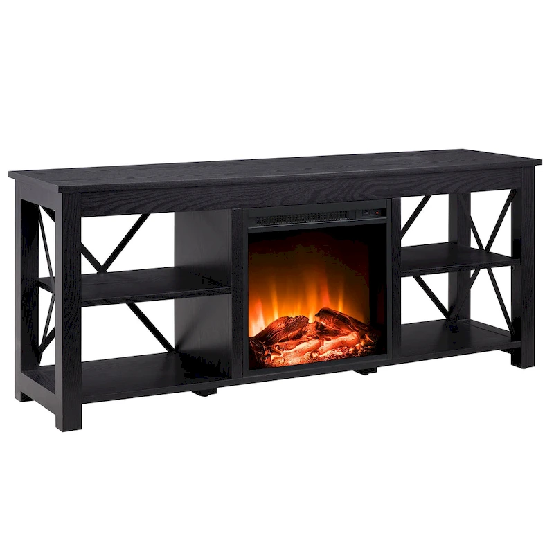 Sawyer TV Stand with Log Fireplace Insert