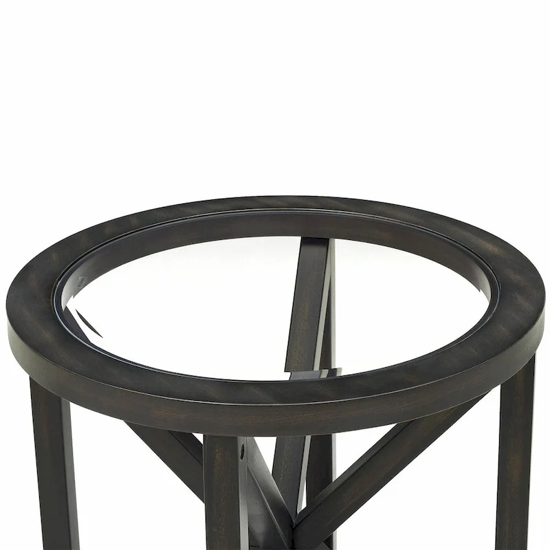 Sleek Glass Coffee Table with Solid Wood Base
