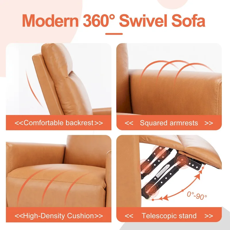 Manual Recliner Chair Winback Single Sofa, 8 Different Massage Modes, Brown