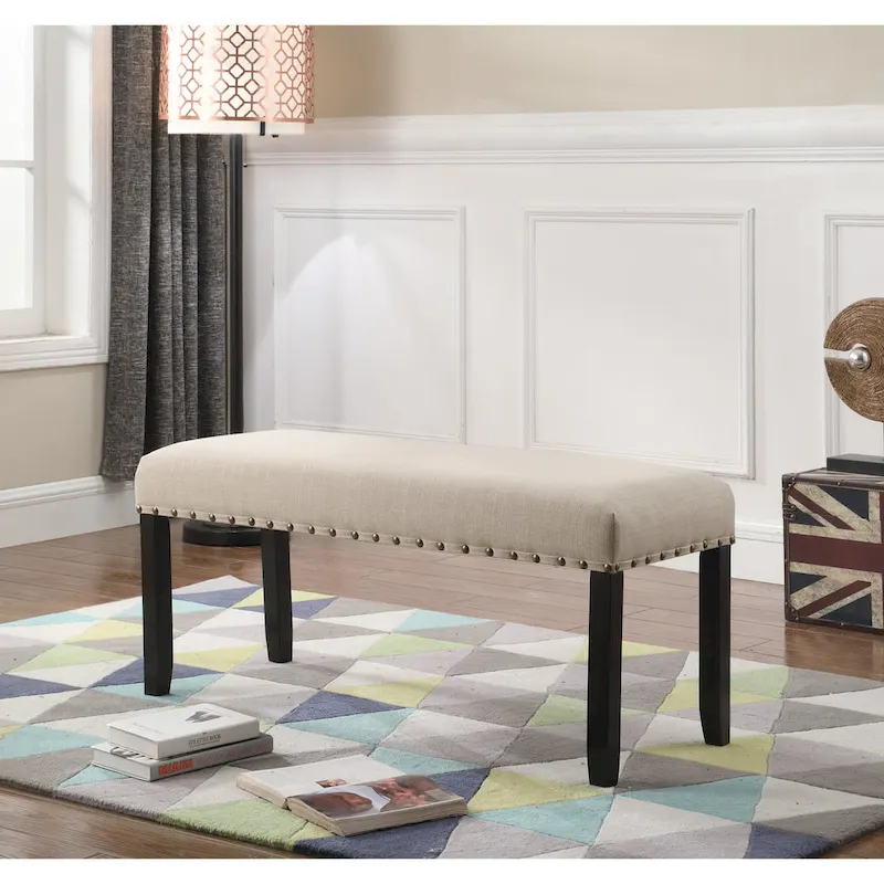 Fabric Dining Bench with Nailhead Trim