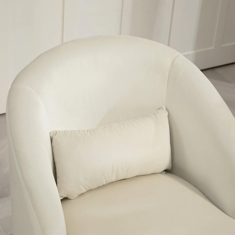 Accent Chair with Barrel-shaped Design and 360 Degree Swivel Feature