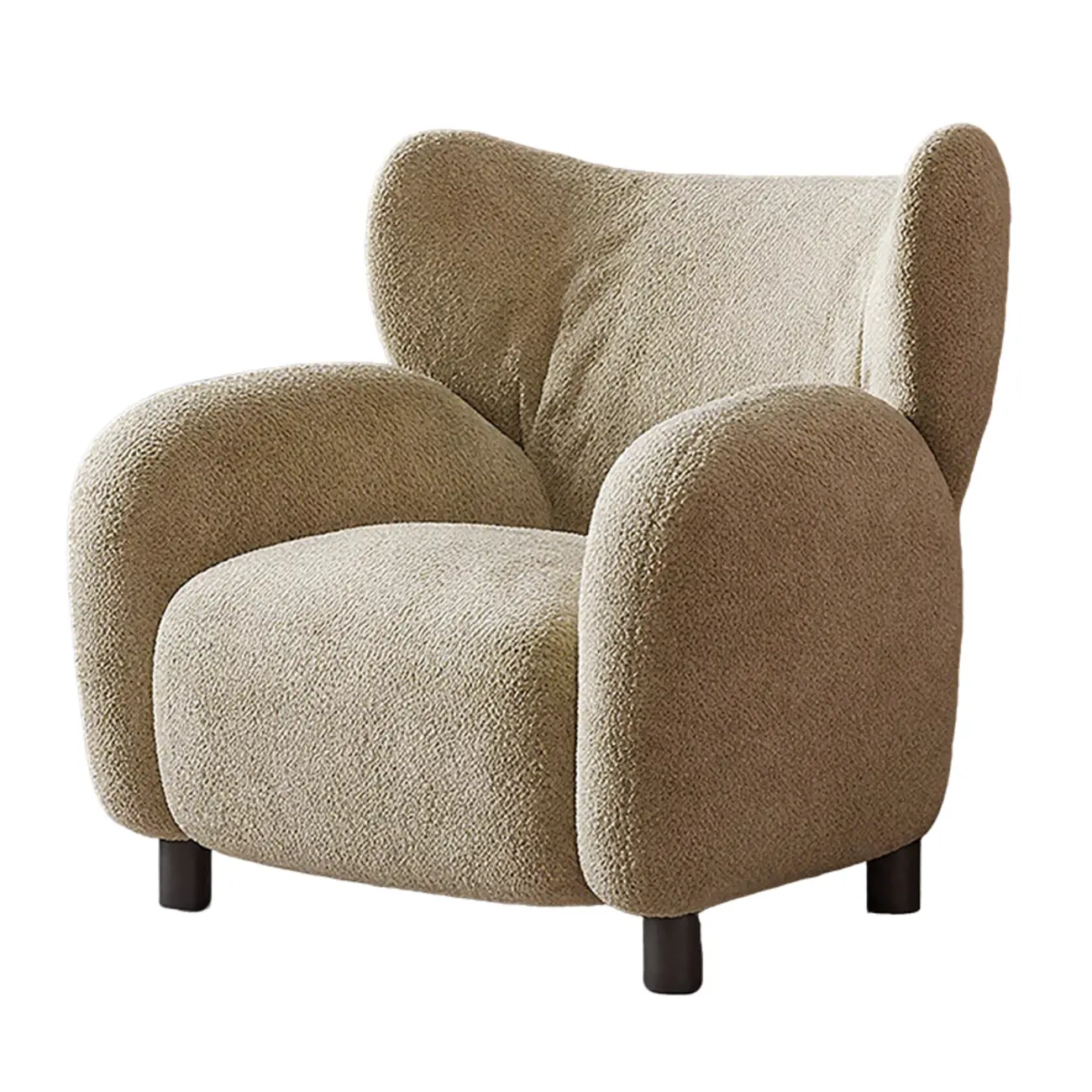 Modern Chenille Fabric Wingback Accent Chair with Arms