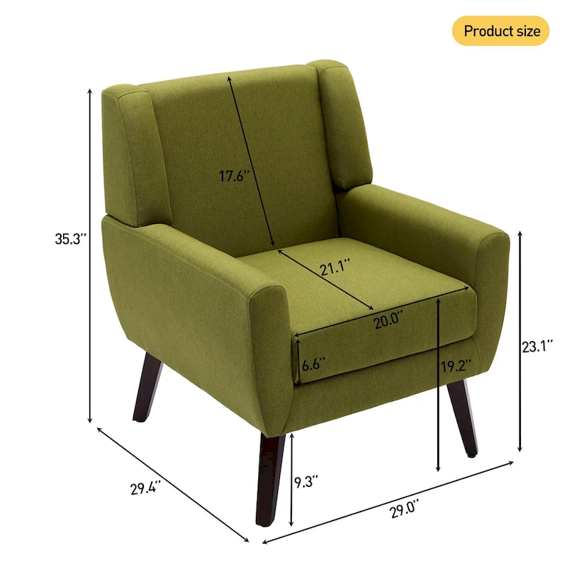 Linen Upholstered Accent Chair Wingback Armchair Set of 2