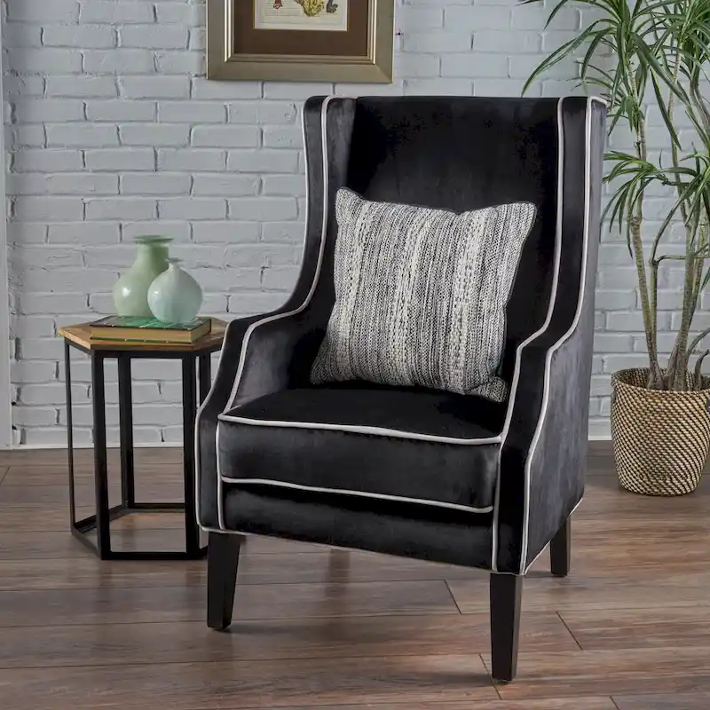 25.9 High Back Velvet Club Chair with Wide Backrest