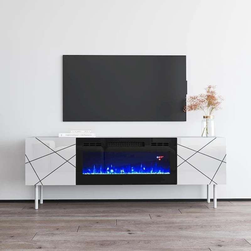 London BL-EF Electric Fireplace 63 TV Stand