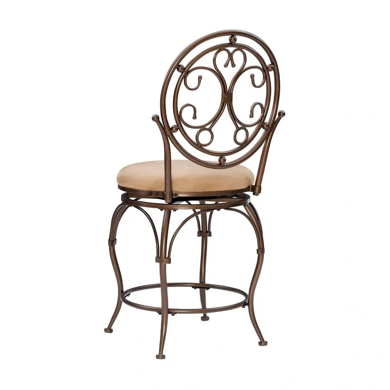 Scroll Back Swivel Counter Stool with Upholstered Seat