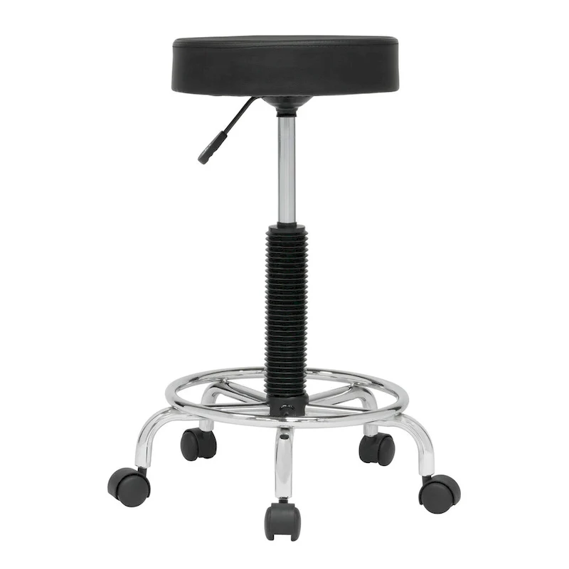 Calico Designs Padded, Rolling, Height Adjustable Stool with Footring
