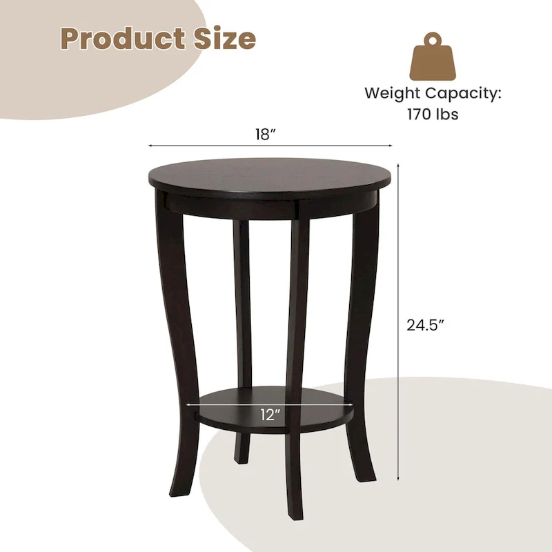 Costway 2 PCS 2-Tier End Table 18 Round Compact Sofa Side Nightstand - See Details