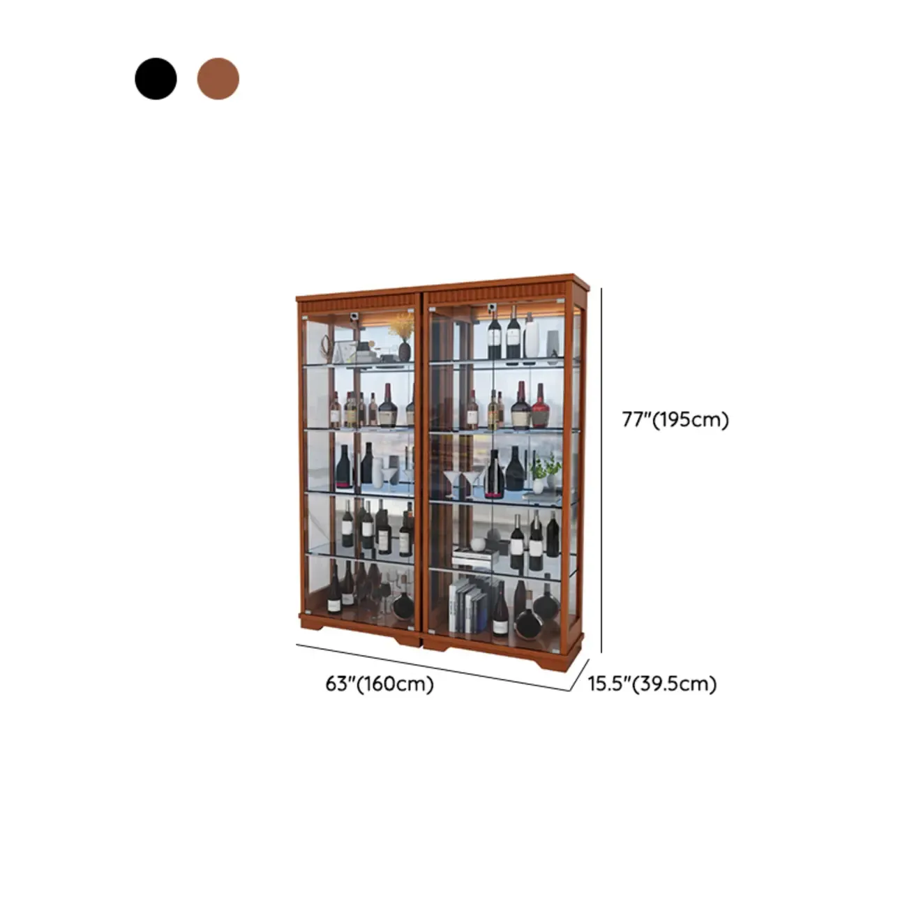 Modern Natural Wood Wine Rack with Glass Shelf