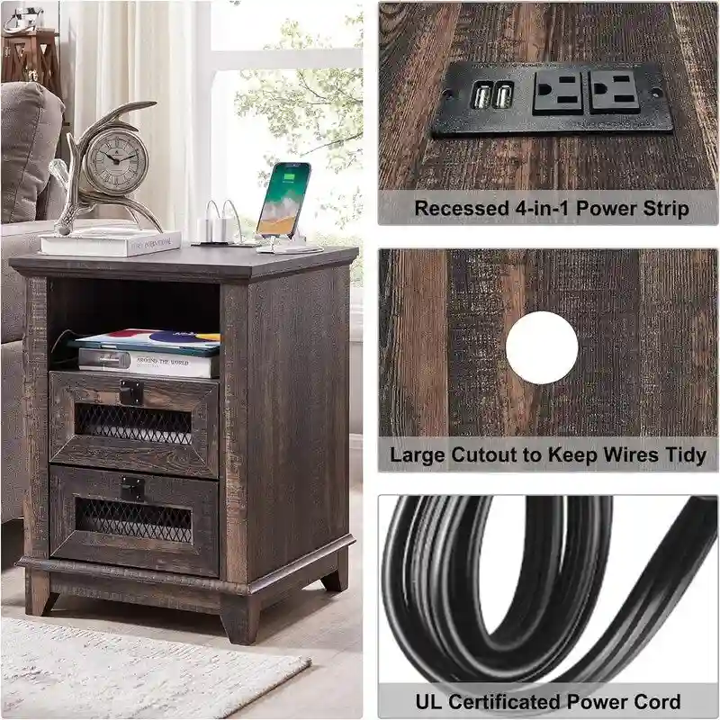 End Table with 2 Drawers - 18 D x 18 W x 24 H