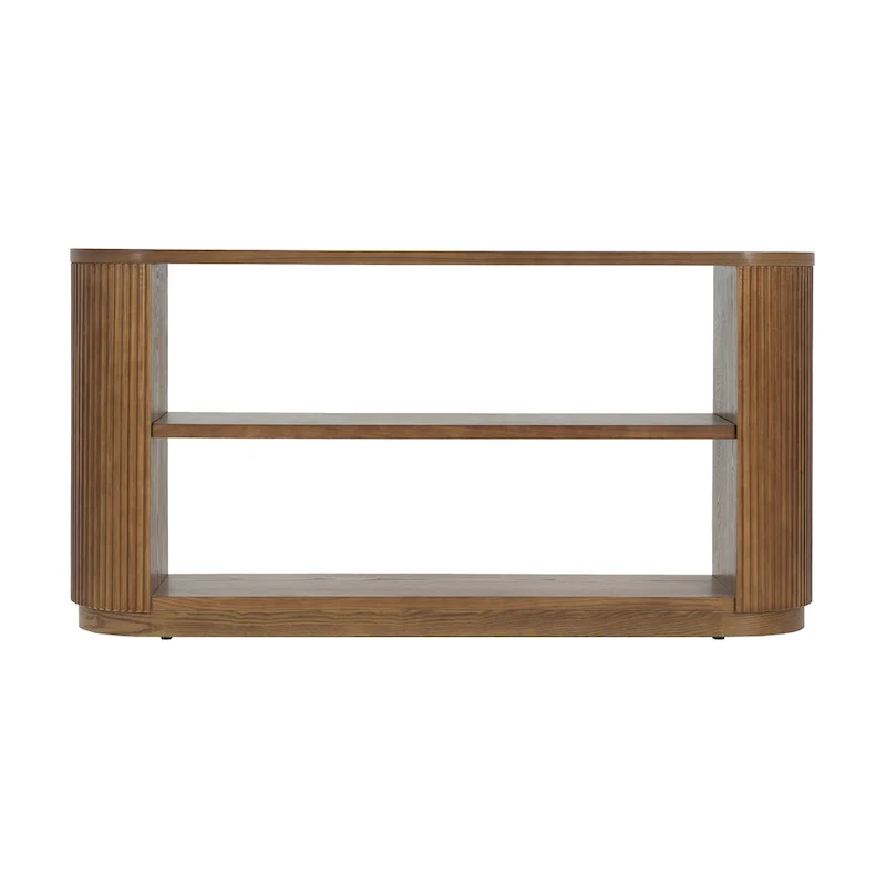 Modern Entryway Table (with Open Shelving and Elegant Wood Grain Design)